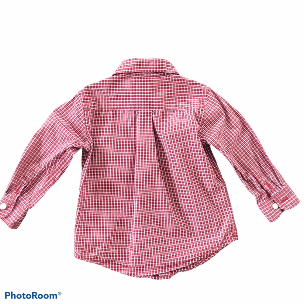 Janie and Jack Red Plaid Button Down Shirt 12-18 M - Picture 4 of 10